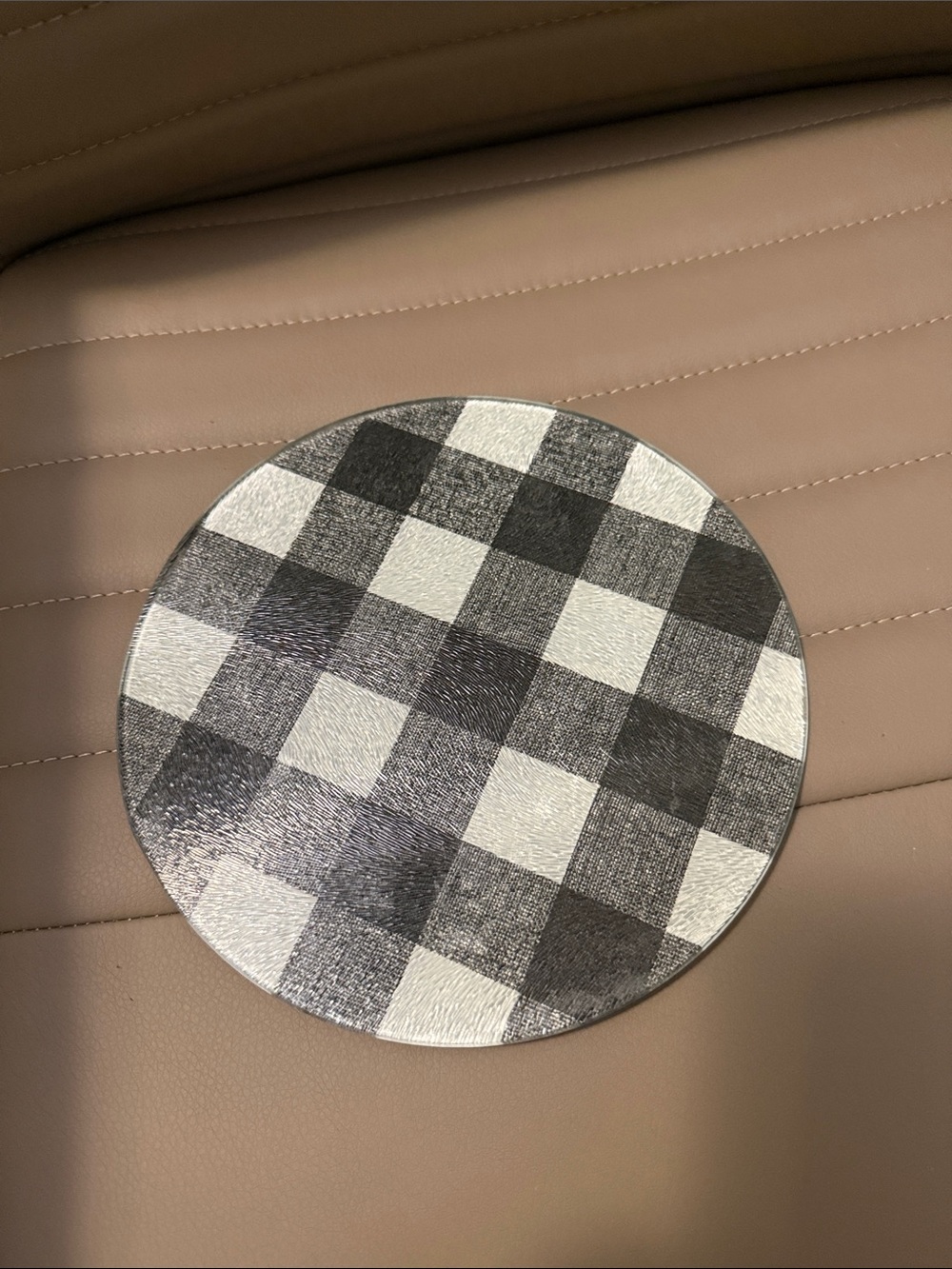 Cutting Board Checkered Round Coaster - Black & White